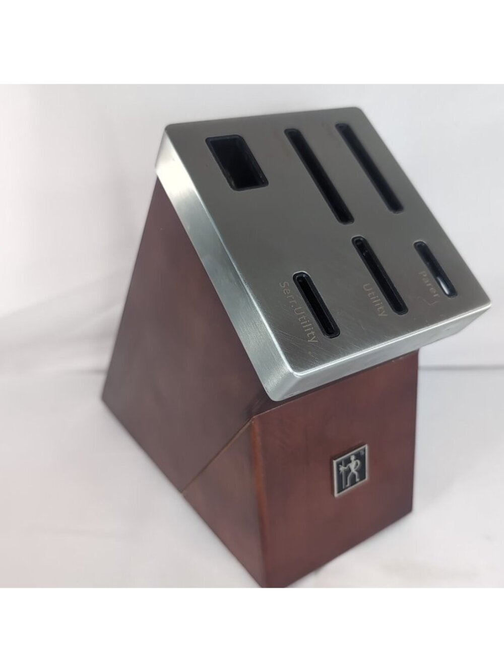 J.A. Henckels Self-Sharpening Knife Block Only Tabletop Black Wood 6 Slot